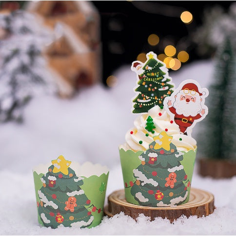 50pcs | Christmas Cupcake Paper Cup Oilproof Cupcake Liner Muffin Baking Cup Tray