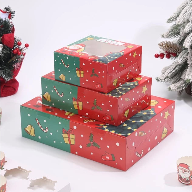 (4, 6, 12 Holes) Christmas Cupcake/Muffin/Pastry Box w/out holder Packaging Box