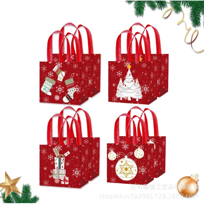 4pcs | Christmas Non-Woven Bag Wholesale Tote Bag Eco Bag Folding Storage Bag