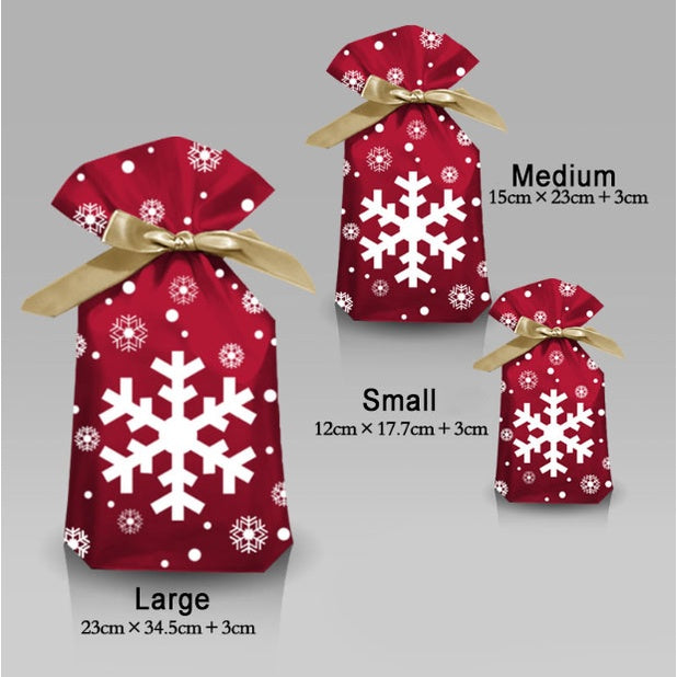 10Pcs | Christmas Gift LOOT BAGS Candy Bag Snowflake Crisp Drawstring Bag