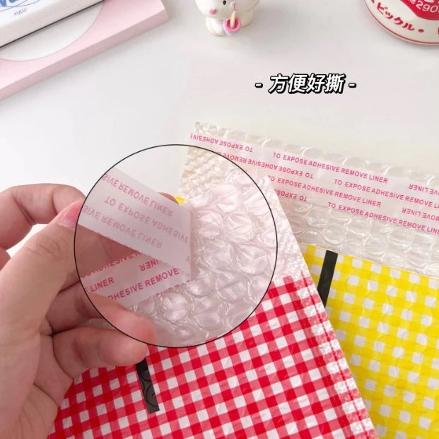 Grid Colorful Bubble Mailer Plastic Padded Envelope Shipping Shockproof Courier Gift Bag