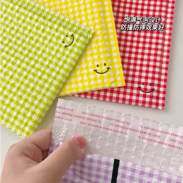 Grid Colorful Bubble Mailer Plastic Padded Envelope Shipping Shockproof Courier Gift Bag