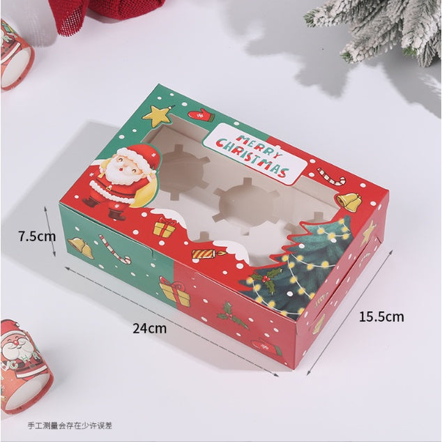 (4, 6, 12 Holes) Christmas Cupcake/Muffin/Pastry Box w/out holder Packaging Box
