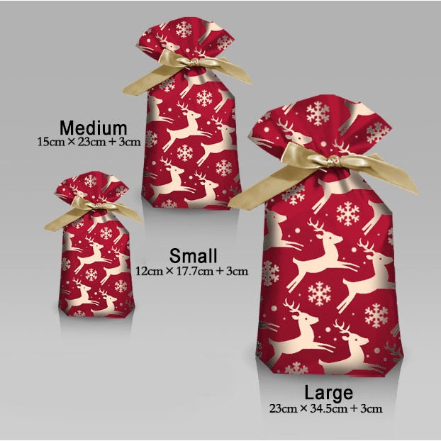 10Pcs | Christmas Gift LOOT BAGS Candy Bag Snowflake Crisp Drawstring Bag