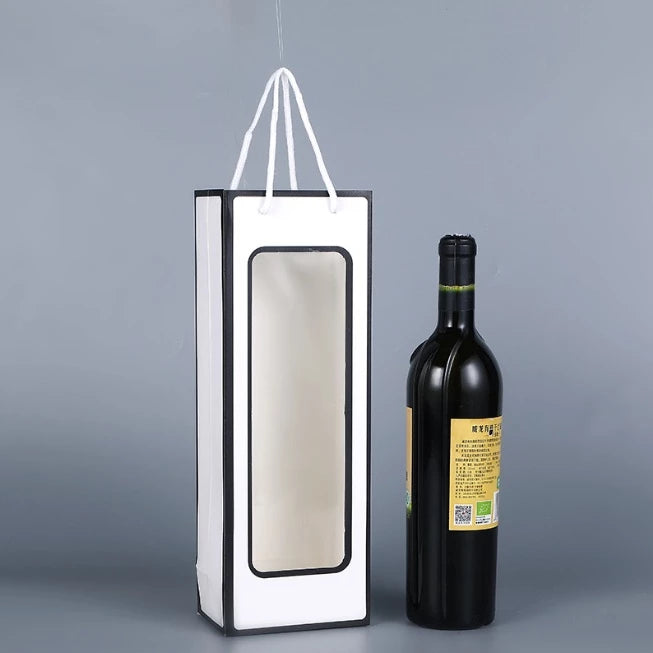Window Wine Bag Portable Wine Paper Bag giveaways paper bag Kraft material wine paper bag