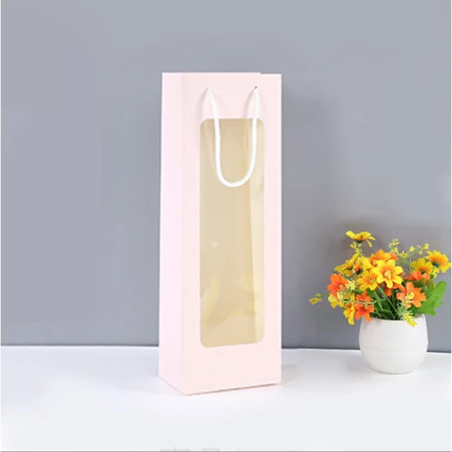 Window Wine Bag Portable Wine Paper Bag giveaways paper bag Kraft material wine paper bag