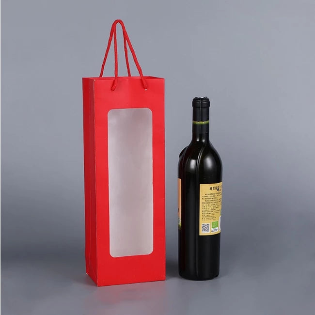 Window Wine Bag Portable Wine Paper Bag giveaways paper bag Kraft material wine paper bag