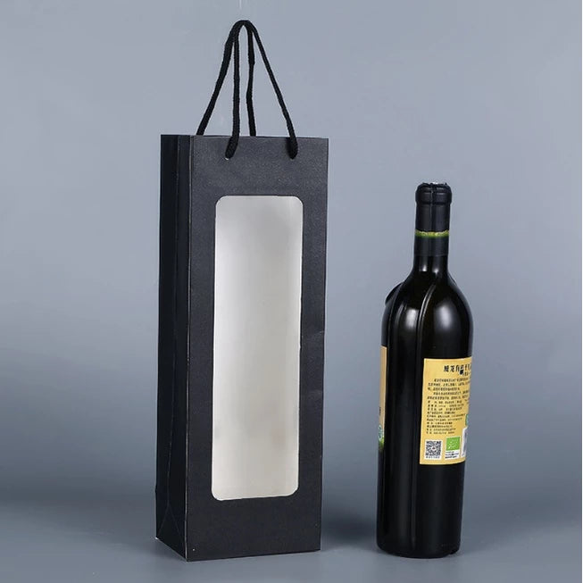 Window Wine Bag Portable Wine Paper Bag giveaways paper bag Kraft material wine paper bag