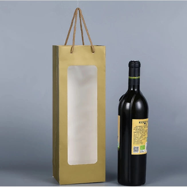 Window Wine Bag Portable Wine Paper Bag giveaways paper bag Kraft material wine paper bag