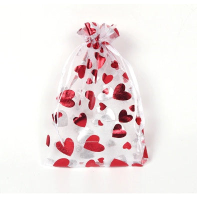 1pc Heart Organza Pouch Love Drawstring Valentines Bag Wedding Souvenir