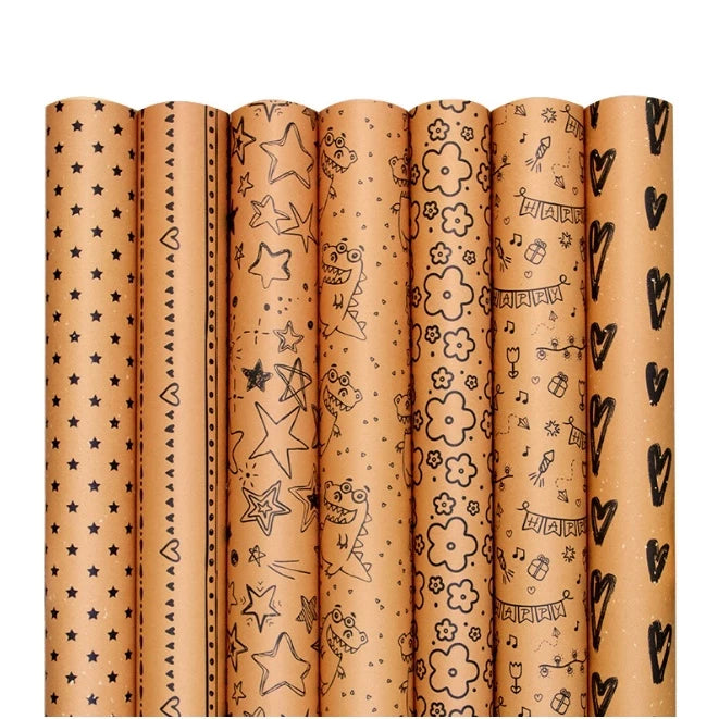 5pcs | Yellow Kraft Paper Flower Rapping Paper DIY Holiday Gift Gift Wrapping Paper