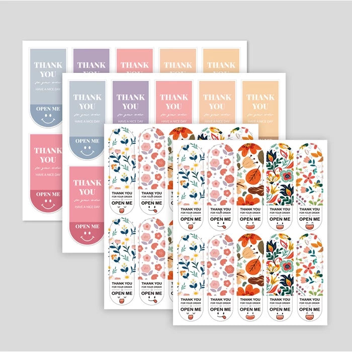 100pcs | Thank You For Your Order Stickers Colorful Smile Emoji "Open Me