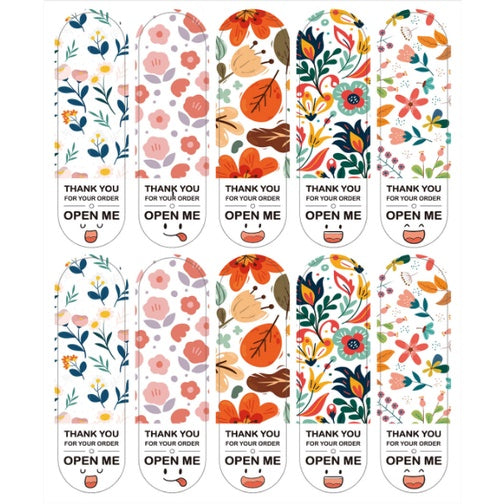 100pcs | Thank You For Your Order Stickers Colorful Smile Emoji "Open Me