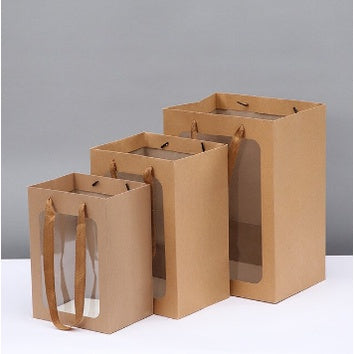(1pc) Paper Bag Window Clear Window Gift Bags for Stuff Toys Flower Bag Gift Packaging
