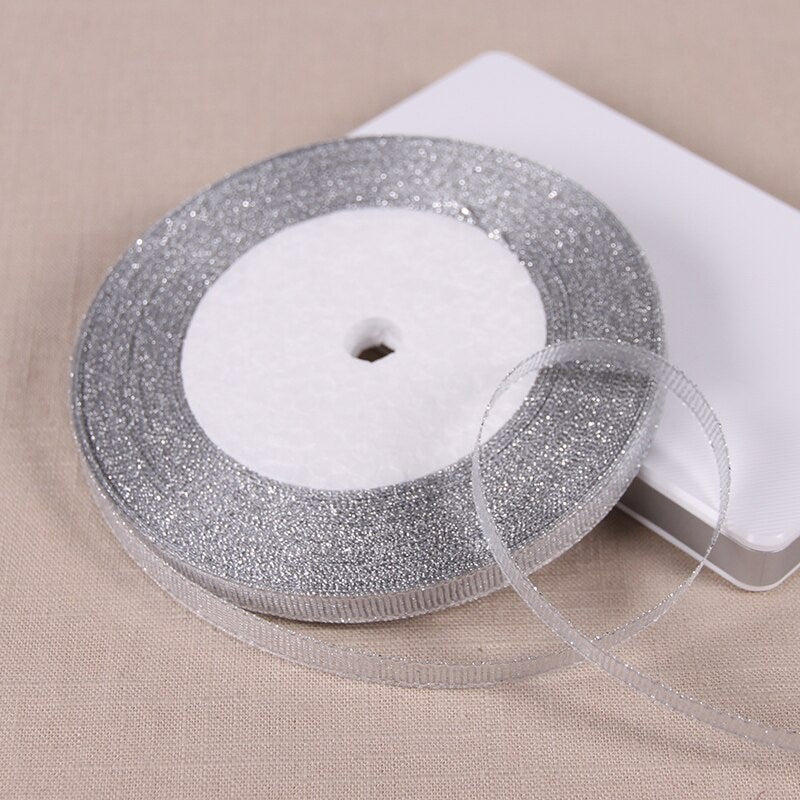 25Yards/Roll 1 cm / 1.5cm / 2cm gold and silver ONION ribbon packaging ribbon