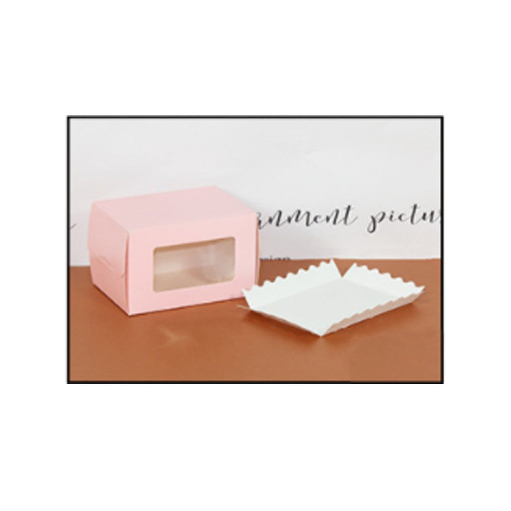 Cake roll window box with tray/pastry / long roll packaging box transparent window paper cake box
