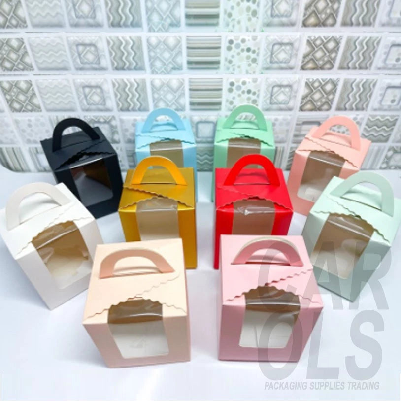 Pastry Box Single Solo Cupcake Box Cookies Boxes Individual Box with Handle 1PC