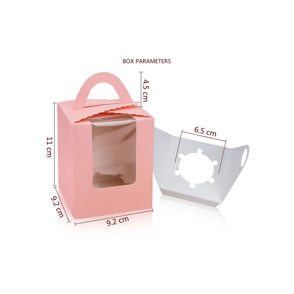 Pastry Box Single Solo Cupcake Box Cookies Boxes Individual Box with Handle 1PC