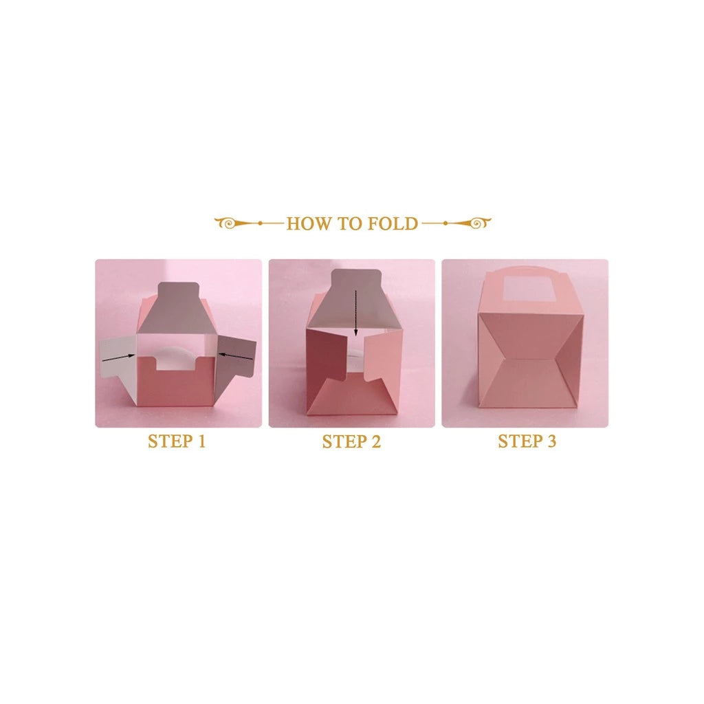 Pastry Box Single Solo Cupcake Box Cookies Boxes Individual Box with Handle 1PC