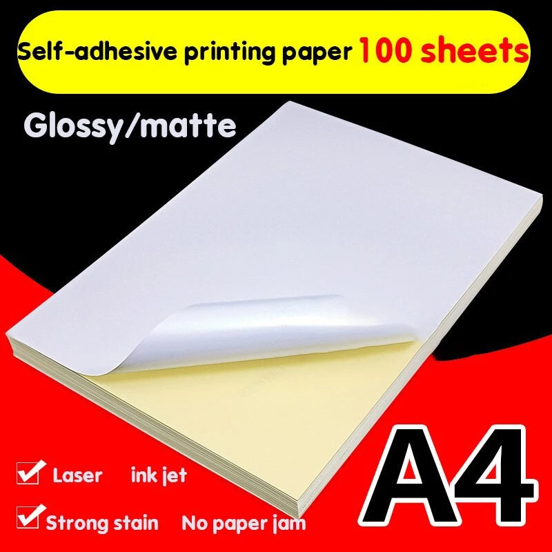 (20 | 100 pcs) Printable Inject Sticker paper Matte, Glossy & Kraft A4 | A6