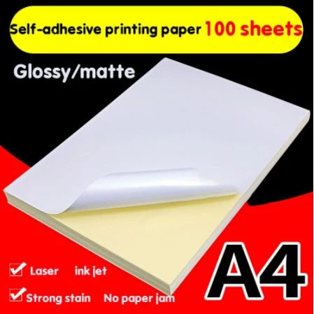 (5 | 10 pcs) Printable Inject Sticker paper Matte, Glossy & Kraft A4 | |A4 Sticker Paper