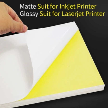 (5 | 10 pcs) Printable Inject Sticker paper Matte, Glossy & Kraft A4 | |A4 Sticker Paper