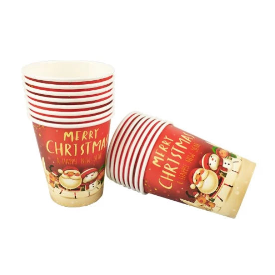 2021 Merry Christmas Theme Party Tableware Santa Claus Paper Plates Cups Napkins Tablecloth