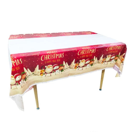 2021 Merry Christmas Theme Party Tableware Santa Claus Paper Plates Cups Napkins Tablecloth