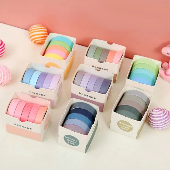 5 Pcs Basic Masking Tape Diary Scrapbooking DIY Decoration Washi Tape