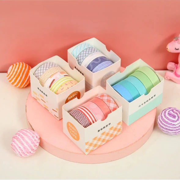5 Pcs Basic Masking Tape Diary Scrapbooking DIY Decoration Washi Tape