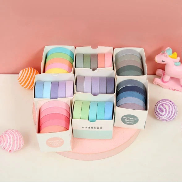 5 Pcs Basic Masking Tape Diary Scrapbooking DIY Decoration Washi Tape