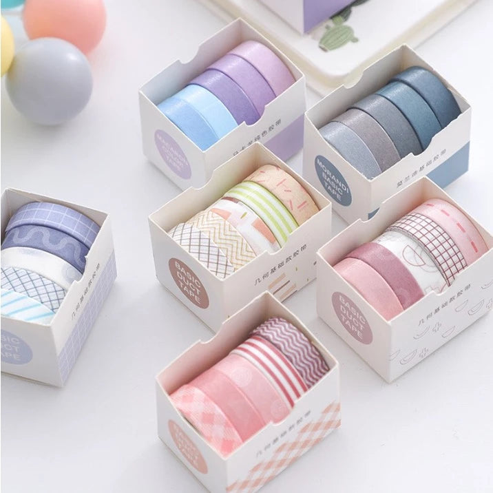 5 Pcs Basic Masking Tape Diary Scrapbooking DIY Decoration Washi Tape