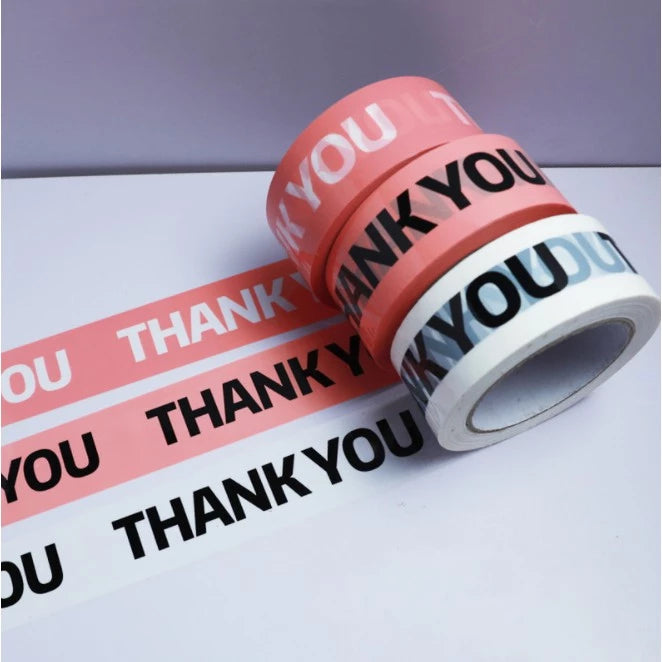 Cute Black and Pink Print Thank You Packaging Tape Sealing Packaging