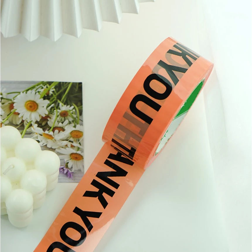 Cute Black and Pink Print Thank You Packaging Tape Sealing Packaging