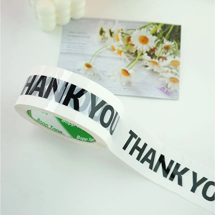 Cute Black and Pink Print Thank You Packaging Tape Sealing Packaging