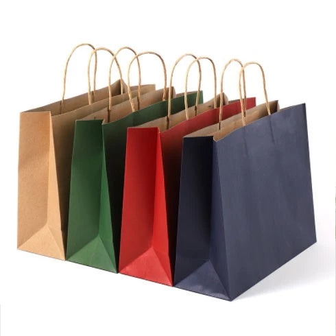 Twisted Handle Brown/White/Red/Black/Green Kraft Paper Bag with twist Handle bag Gift Bag