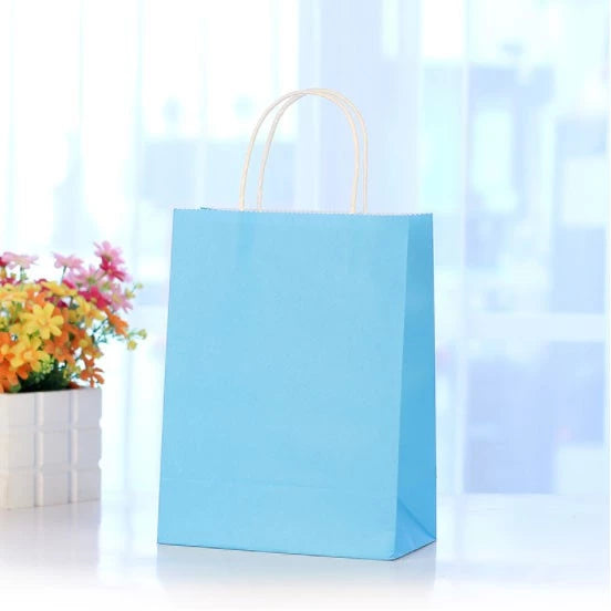 1pc (Pink/Bright Green/Sky Blue/White) Kraft Paper Bag with twist Handle Handbag Gift Bag