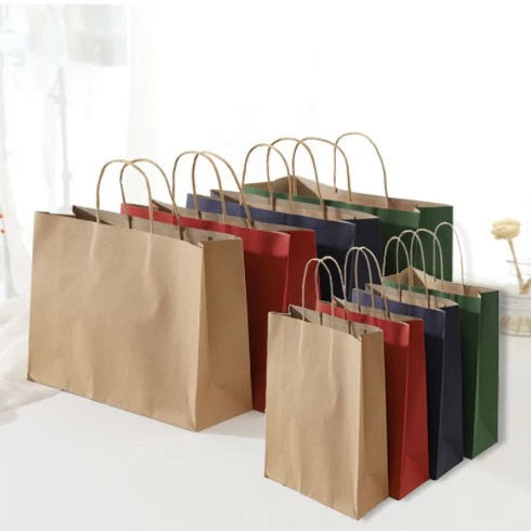 Twisted Handle Brown/White/Red/Black/Green Kraft Paper Bag with twist Handle bag Gift Bag