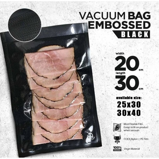 100pcs Black Smooth Based Nylon PE Vacuum Bag Clear and Black Vacuum Pouch Nylon for Food