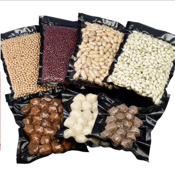 100pcs Black Smooth Based Nylon PE Vacuum Bag Clear and Black Vacuum Pouch Nylon for Food