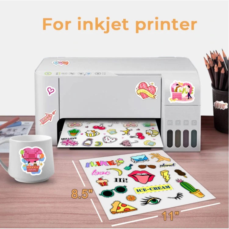 Vinyl WATERPROOF A4 Sticker Size (Glossy / Matte / Transparent) 20 sheets/pack
