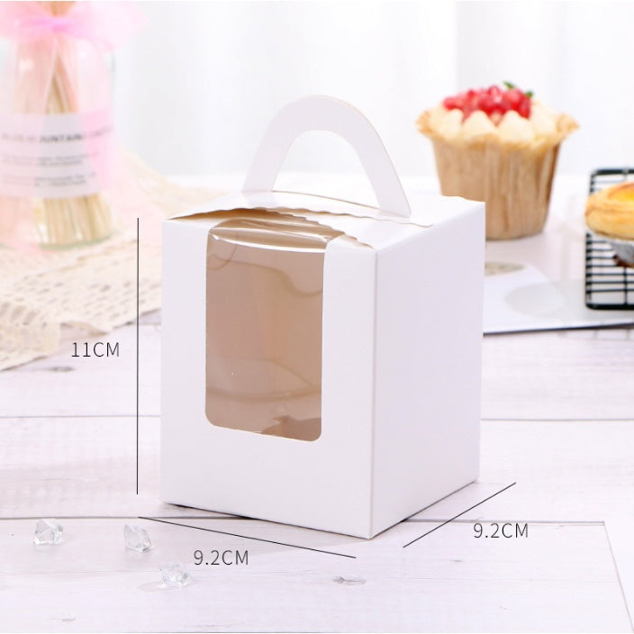 Pastry Box Single Solo Cupcake Box Cookies Boxes Individual Box with Handle 1PC