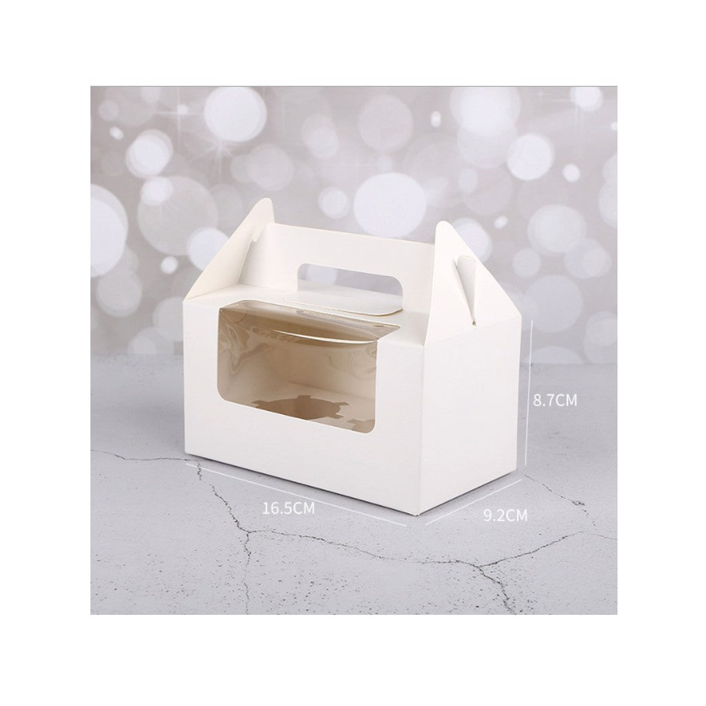 Cupcake pastry packaging box transparent window w/ handle and inner liner support