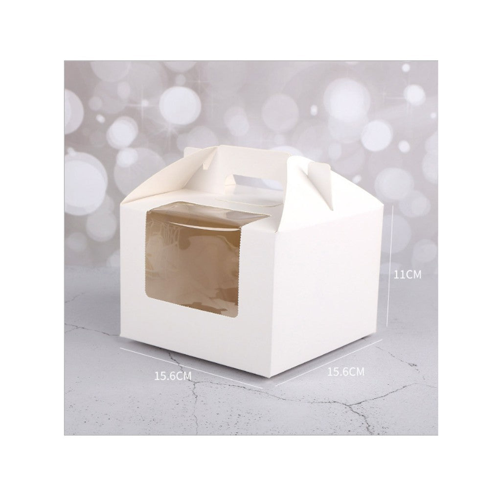 Cupcake pastry packaging box transparent window w/ handle and inner liner support