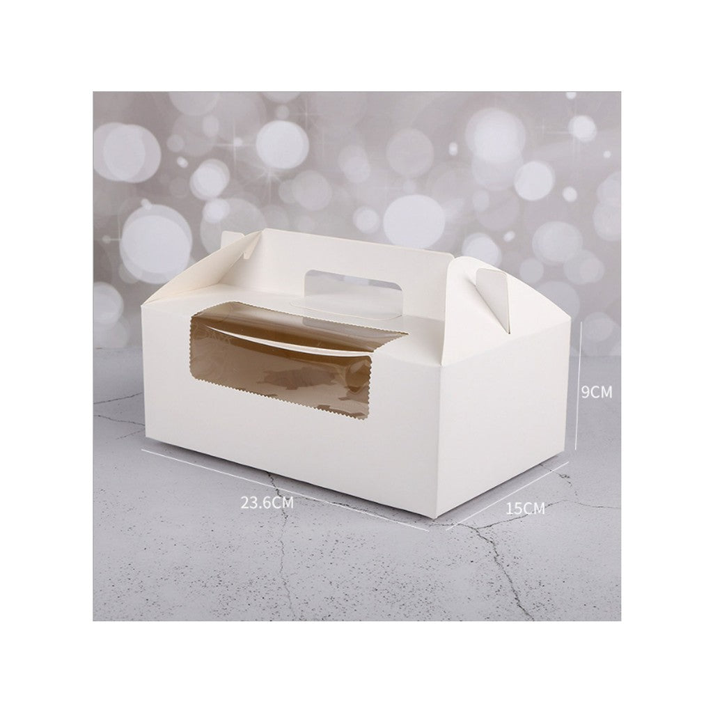 Cupcake pastry packaging box transparent window w/ handle and inner liner support