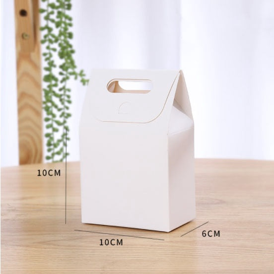 Plain Kraft paper bag with punch hole handle gift packaging takeout box