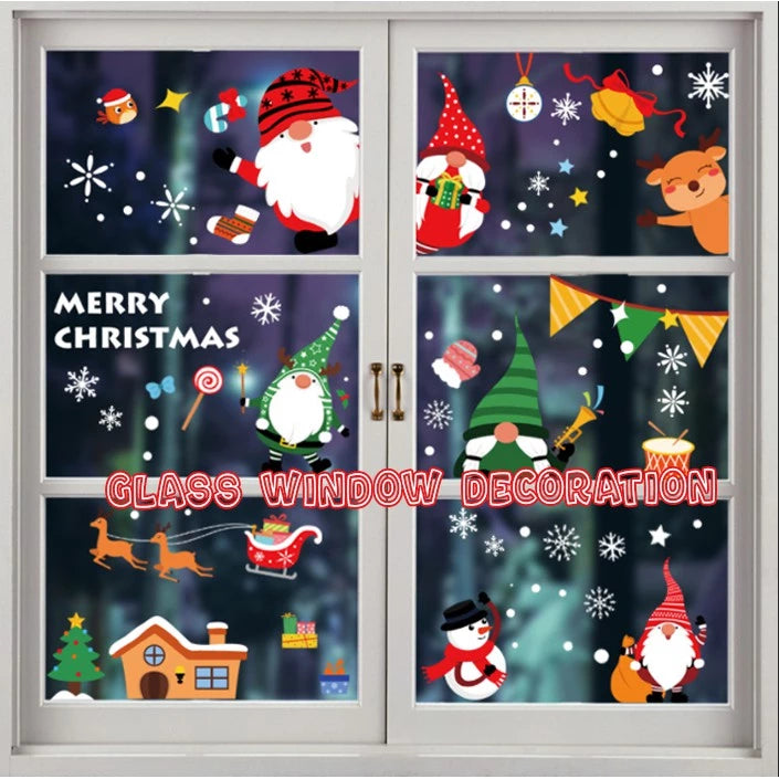 Christmas Glass Window Stickers Static Christmas Decor Xmas Wall Stickers (1SHEET)