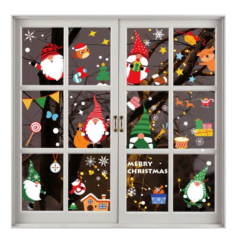Christmas Glass Window Stickers Static Christmas Decor Xmas Wall Stickers (1SHEET)