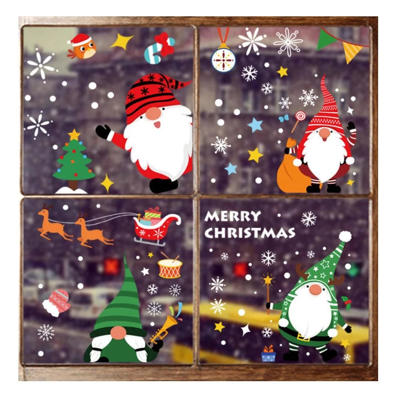 Christmas Glass Window Stickers Static Christmas Decor Xmas Wall Stickers (1SHEET)