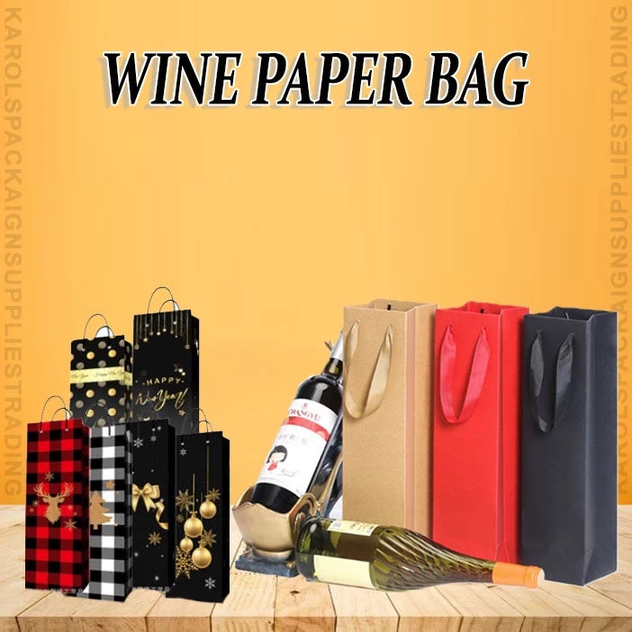 Premium Quality Wine Paper Bag giveaways paper bag Kraft material wine paper bag